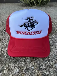 Winchester red embroidered trucker hat