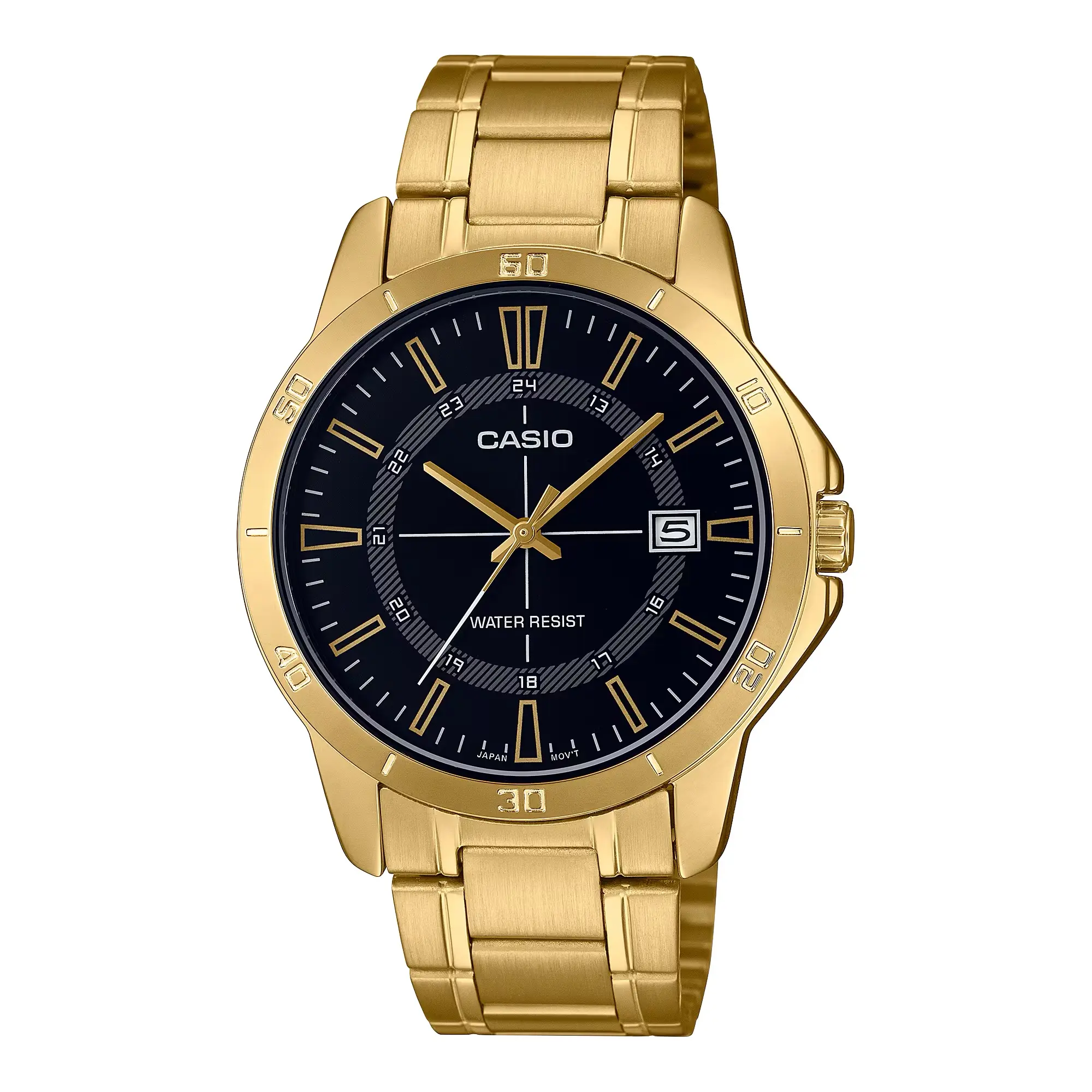 Casio Men’s Gold Stainless Steel Watch with Black Dial - MTP-V004G-1CUDF