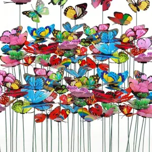 20pcs Colorful Garden Butterfly Decorative Stakes, Waterproof 3D Butterfly Party Decor, Garden Yard Lawn Decor, Wedding & Valentine's Day Decor, Garden Accessories