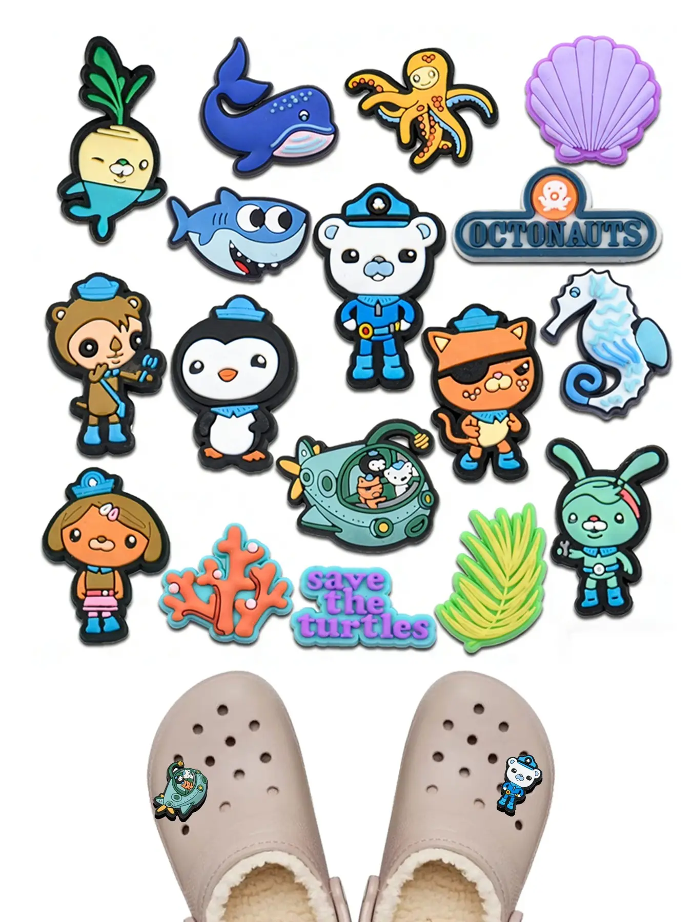11/16/17/25 Piece Octonauts Shoe Charms Set, Charm Accessory, Shoe Decorations, Cartoon Style Party Gifts for Boys and Girls, Includes Captain Barnacles, Kwazi, Peso, Professor Inkling