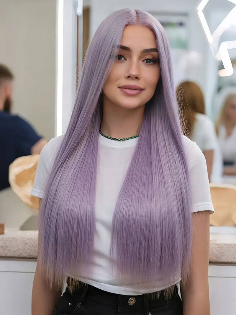 New In Box Lavender Wig Amazon.com : BTWTRY Light Purple Wig Long Straight Lavender  main image 2