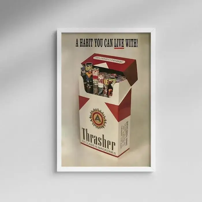 Thrasher Skateboard Magazine Marlboro Cigarette Box Retro Poster No No Frame Vintage Poster Art Home Decor Festivals and birthday gifts Matte Print