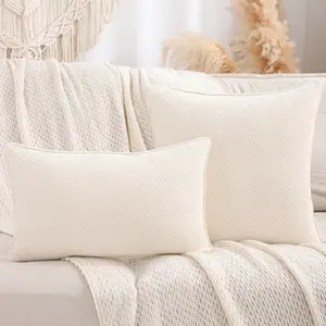 1pc Bohemian Style Chenille Throw Pillow Cover, Geometric Pattern, Living Room Sofa Bedroom Decoration, All Seasons, Modern Design