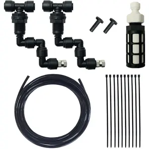 Reptile Terrariums Misting Accessories Kit 2PCS Adjustable Reptile Mister Nozzles with 16ft 1/4 inch Tube Black