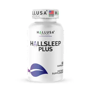 HallSleep Plus - Sleep, Calm & Relaxium - Ashwagandha Extract 5% - Melatonin, Magnesium Citrate - 60 cap - Dietary Supplement - GABA - HALLUSA NATURAL