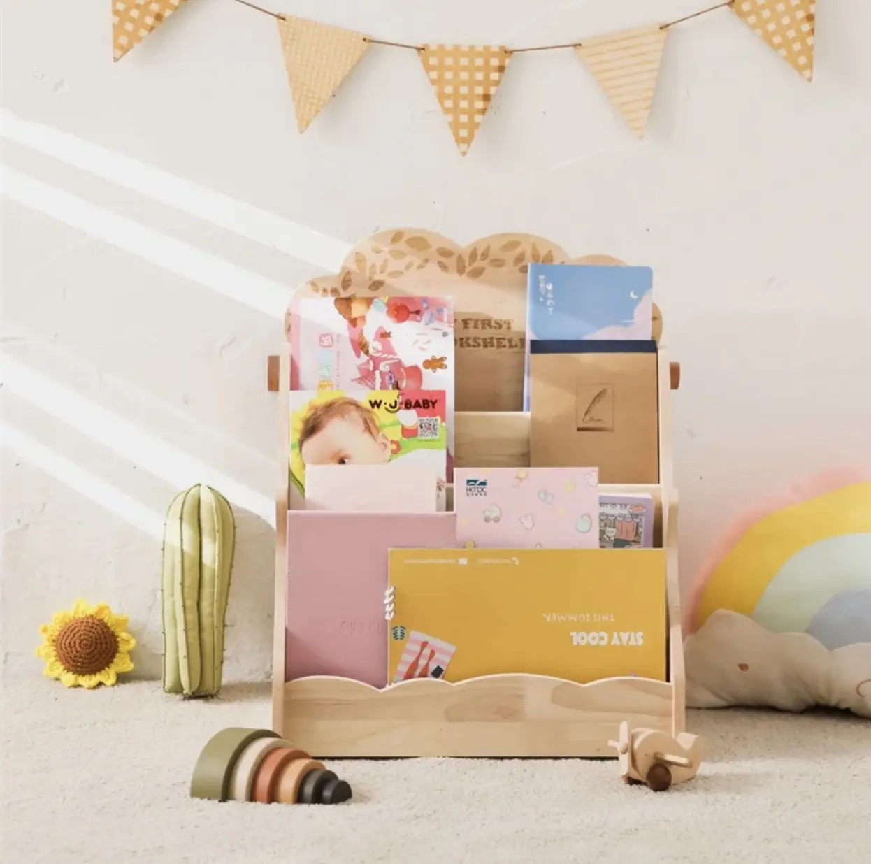 Wooden Montessori Bookcase For Kids Furniture