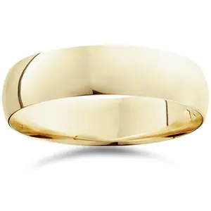 6mm Dome High Polished Wedding Band 10K Yellow Gold Comfort Fit Plain Ring