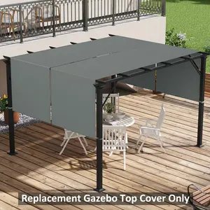 10x10ft Pergola Replacement Canopy - 2-Piece Dark Gray UV-Protective Shade Cover, Easy-to-Install Outdoor Furniture Accessory for Compatible Pergolas