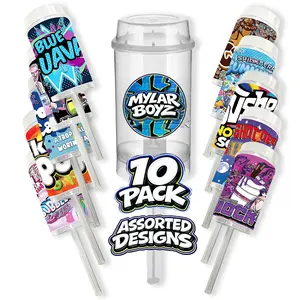 10 Pack Push Up (1.5" x 3.5") Plastic Packaging Containers – Assorted Designs