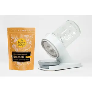 Starter Bundle: Organic High-Glucoraphanin Broccoli Sprouting Seeds + Sprouter – Microgreens Grow Kit from The Sprouting Company