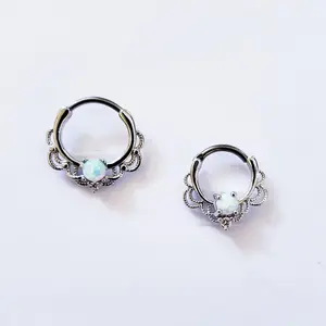Fire opal septum clicker septum ring piercing tragus cartilage daith conch jewelry 16g hoop (1 piece) new jewlery
