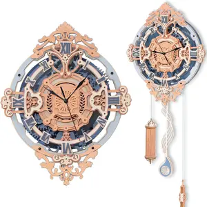 Robotime RORK 3D Wooden Puzzle Gift for Kids Adults Mechanical Design DIY Wall Quartz Clock Crafts Hobbies Gift LC701 Romantic Notes Wall Clock