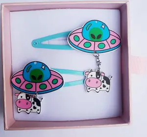 SpaceShip Moon Magnetic Hair Clips