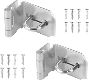 Piutouyar 2Pcs Door Hasp Latch Lock 90 Degree Hasp Right Angle Padlock Latch Safety Hasp Latch Heavy Duty Stainless Steel Door Clasp Hasp Lock Latch with Screws for Shed, Barn, Cabinet(3Inch, Silver)