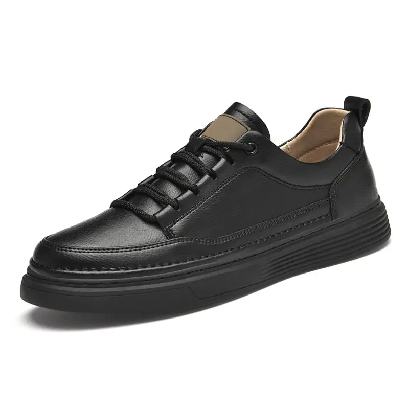 New Wholesale Classic Men Shoes Winter Real Leather Fashion Black Women's Sneaker 36-47 Top Cow Layers Make Your logo Brand Shoe