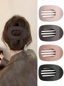 Large Flat Round Hair Claw Clips, Comfortable Curved Design, Casual Style, All Seasons, Elegant Shark Clip Hair Accessories, Clip In Claw