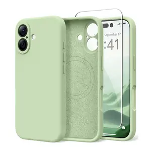 MagSafe iPhone 17 Silicone Case with Screen & Camera Protection, Matcha Green