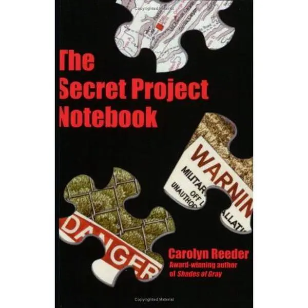 Used The Secret Project Notebook by Carolyn Reeder - Mystery Theme Paperback Note Taking Supplies, 0.6 lb Office-School Stationery with Intact Cover and Pages, Printed Text, Young Boy Focus, Heavily Guarded Government Laboratory Use