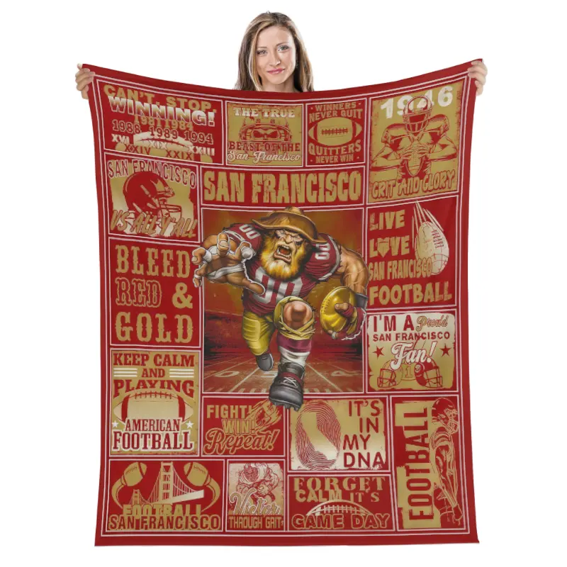 San Francisco Football Team Soft Throw Blanket- Ultra Soft Lightweight Cozy, Travel Blanket for Game Day, Home Decor Gifts for Sports Enthusiasts, Flannel Blankets