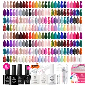 Beetles Fall Nail Fest Gel Nail Polish Set - Nail Nook Gel Polish Kit Base Glossy Matte Glitter Top Coat Neon Glitter Pearl Cat Eye White Red Pink Nude Nails Gift for Women Black Friday Winter Nail Christmas Gift