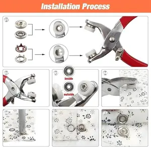 Including 100pcs Invisible Colored Metal Buckle & 1 Count Manual Pressure Pliers,Household Sewing Accessories for DIY Handicraft Clothing & Hat,Buttons & Pliers Tool Kit,Seamless Stitching Sewing Kit Tools,Sewing Supplies Crafts.