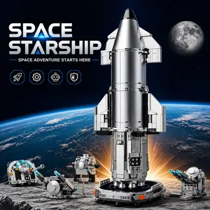 GOQI 8-in-1 Space Rocket Building Blocks, 1001PCS STEM Educational Toy, DIY Spaceship Model Kit(8 Ships Combine into 1 Rocket), Creative Birthday Gift for Kids & Space Enthusiasts, Desktop Collectible Decor Cherry Tree