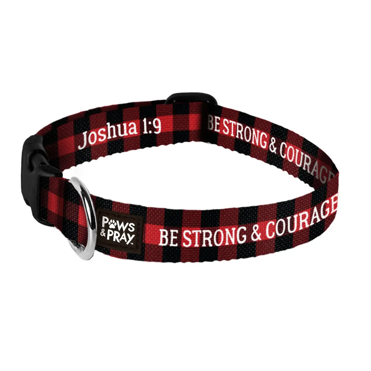 Paws & Pray Encouraging Bible Verses Pet Collar - Adjustable Polyester LG/XL Dog & Cat Accessory with Plastic Buckle, Prayer Reminder to Connect with Him in Prayer for Courage During Challenges