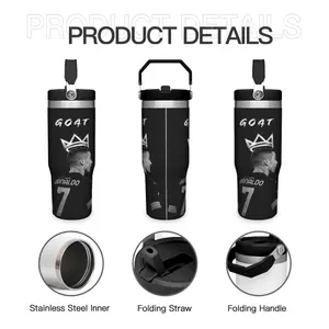 30 Ounce CR7 Football Themed Tumbler - Insulated Stainless Steel Water Bottle, Durable Thermos & Flask, Multi-Purpose Drinking Cup for Home, Office, School & Daily On-the-Go, Perfect Boyfriend Gift & Summer Cool Sports Drinkware