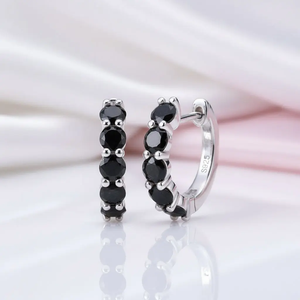 3.5mm 2.0 Ct Black Diamond Option Round Hoop Earrings