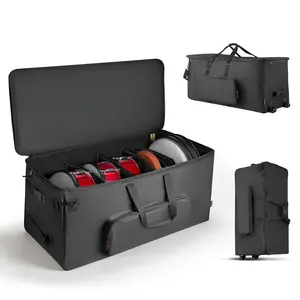 VEVOR Electronic Drum Kit Bag, 600D, Padded Drum Bag with Wheels, Large 36.2 x 16.5 x 16.1 in Interior, Lightweight Travel Case with Detachable Dividers, Multiple Pockets, for Electric Drums, Black