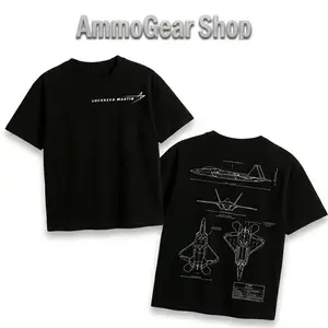 F-22 Raptor Stealth Fighter Lockheed Martin Blueprint Tee, USAF Air Superiority Jet Graphic Shirt, Aviation Pilot Veteran Gift, Men's Black Cotton Tee, Unisex