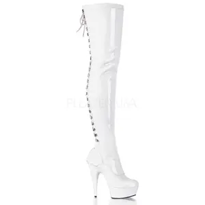 6 Inch Heel DELIGHT-3063 White Stretch Pat