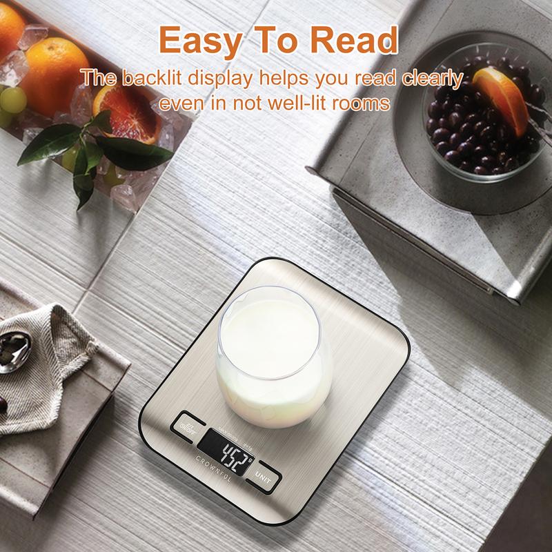 Crownful Digital Food Scale, 11 lb Digital Kitchen Scales Weight Ounces and Grams for Cooking and Baking, 6 Units with Tare Function Kitchenware