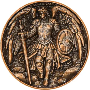 Saint Michael Archangel Protection Coin – 1.57-Inch Double-Sided Zinc Alloy Collectible with Antique Finish, Featuring Saint Michael Prayer Christian Challenge Coin