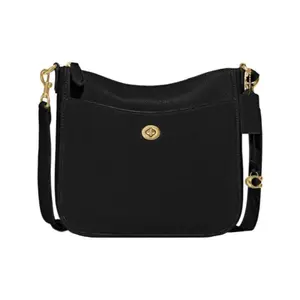 COACH Chaise 27 Pebble-Grain Twist-Lock Leather Crossbody Bag for Women in Black