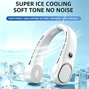 Portable Neck Fan, Hands Free Bladeless Fan, 5 Speeds, 3000 mAh Battery Operated Wearable Personal Fan, Twistable, Rechargeable Hanging Neck Fan