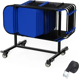 Folding Chair Cart, Small-sized Chair Storage Cart With 3In Swivel Caster Nice To Storage 14PCS Chairs Adjustable Design Chair Dolly For Different Folding Chair 200 LBS Weight Capacity Come With Strap