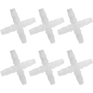 Plastic Hose Barb Fitting 3/8" Barbed Equal 4 Way Pipe Fittings Tube Adapter (Pack of 6)