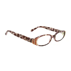 Isabella, (Bling) Reading Glasses Women W (Cooper, Light Colorado) Genuine European Crystals  Animal Print NY Fifth Avenue (Wide Frame)
