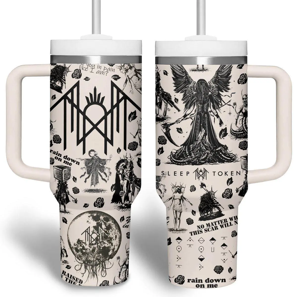 Sleep Token Music Cup 20 oz & 40 oz Tumbler With Handle Take Me Back to Eden 40oz Stainless Steel BPA Free Leak Proof Double Wall Perfect Gift For Fans Women Men