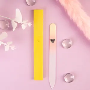 Bona Fide Beauty Czech Glass Nail File in Yellow Hard Case - Refresh Your Manicure With Spring Nail Care - For At Home Nail Artists - Shape And Trim Natural Nails - Gentle Reusable Seals Keratin Layers