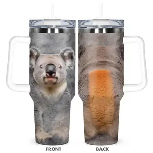 Koala Pattern Stainless Steel Tumbler, 40oz Insulated Water Bottle with Lid, Drinking Cup for Home Office Outdoor Camping, Drinkware