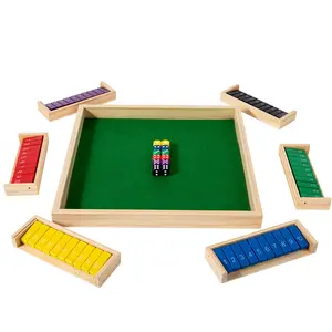 Wooden Number Dice  Set for Adults - Colorful Counting & Strategy Board  with Tray, Multicolored Number Blocks & Dice for Numerical Cognition, Logical Thinking & Social  Nights ﻿ 2-4 player family box game