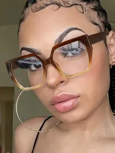 Unisex Simple Style Plain Color Oversized Square Frame Eyeglasses, Trendy Casual Eyeglasses for Everyday Use, Fashion Accessories for Outdoor Activities, Stylish Square Frames