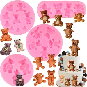 Bear  Fondant Mold - Valentine's Day Cute Bear  Fondant Mold Set of 4