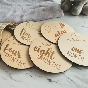 Baby Milestone Marker Discs | Wooden Monthly Milestone Discs for Baby Photos | New Baby Keepsakes | Round Monthly Milestone Markers