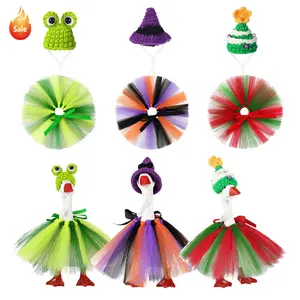 3 Set 7 Inch Desk Goose Outfits Dress With Knit Adorable Shape Hat Accessory, Adorable Outfit Set For Magnetic Desktop Goose Statue Key Holder Decor,Perfect Halloween Christmas Costume