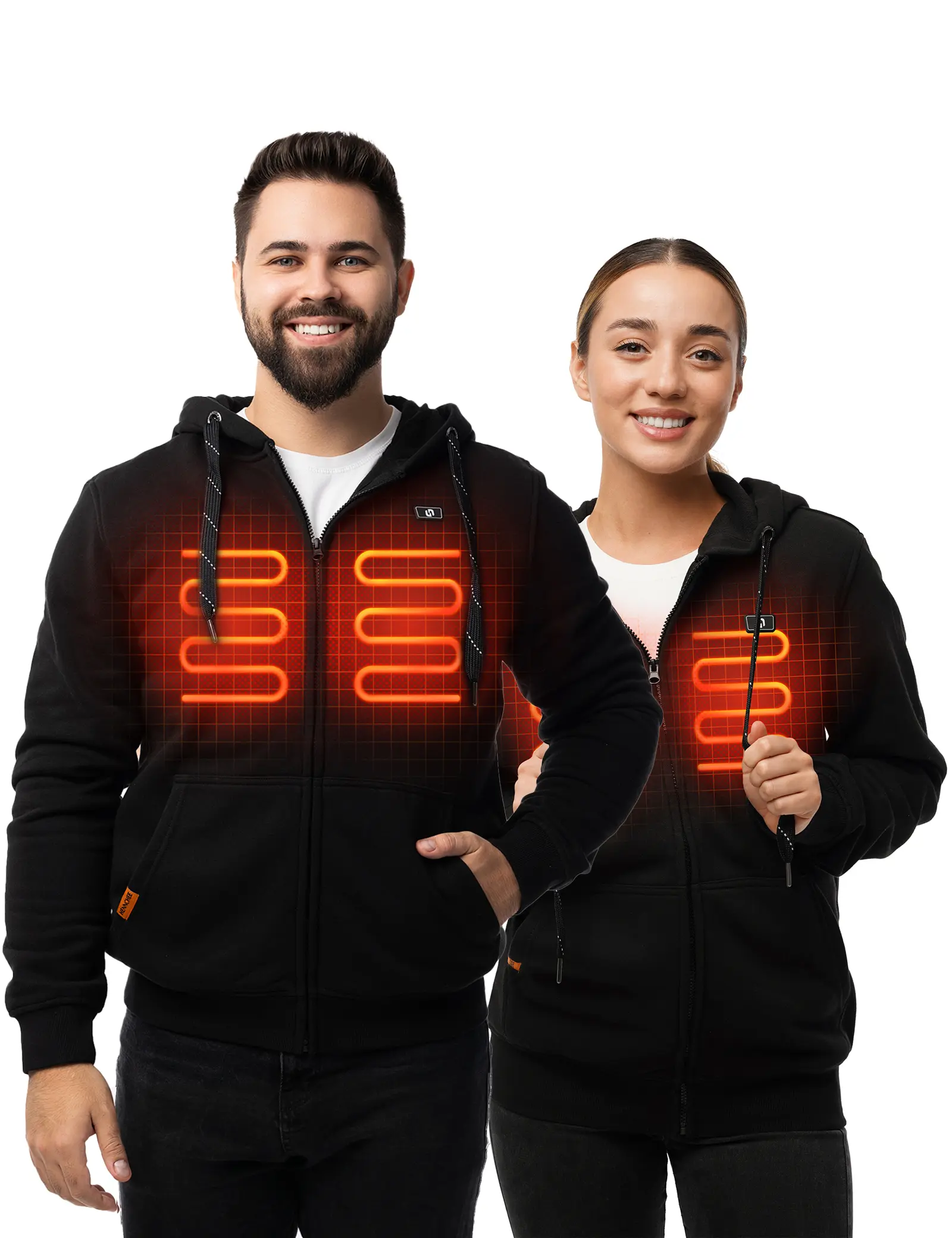 HENNCHEE Women's USB Heated Hoodie Sweatshirt - Zip-Up, Breathable Wool Blend Fabric with Cotton & Fleece, 10000mAh Battery Pack for Casual Outdoor Winter Use, Long Sleeve, Tops, Polyester, Fast Heating, Machine Wash, Zip-Up Hoodie, Lightweight, Longsleev