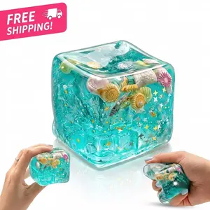 Ocean Shell Stress Relief Toy, Slow Rise Squishy Stress Cube for Anxiety Stress Relief Gift, Portable ASMR Squeeze Ball, Office Desk Decompression Toys