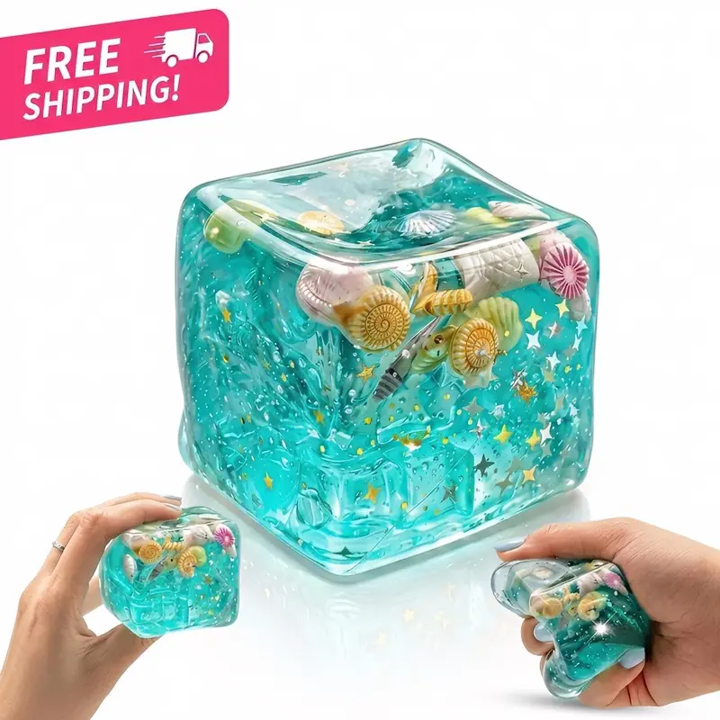 Ocean Shell Stress Relief Toy, Slow Rise Squishy Stress Cube for Anxiety Stress Relief Gift, Portable ASMR Squeeze Ball, Office Desk Decompression Toys